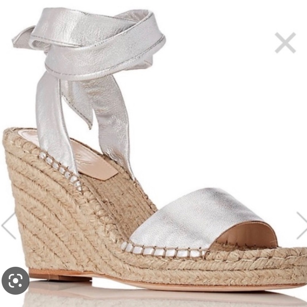 Loeffler Randall Wedge espadrilles with silver leather size 10